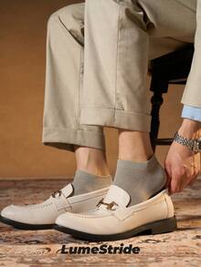 Calcetines de tripulación para hombre | Negocios & Uso diario | Calcetines de vestir versátiles | Algodón cómodo | Estilo combinable - Gris Claro - Ver 4