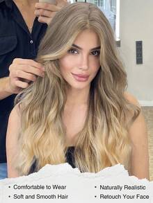 Long Ombre Blonde Wavy Wig For Women 26 Synthetic Heat Resistant Fiber Wig For Daily Party Use - Multicolor - View 4