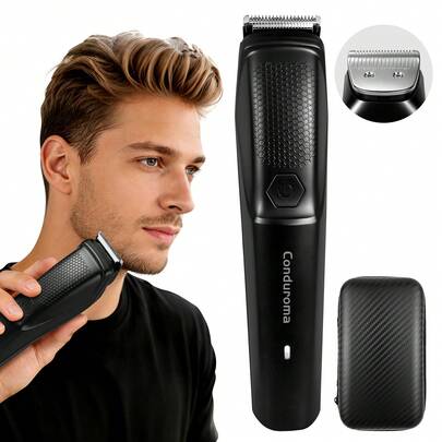 Conduroma Beard Trimmer, Hair Clippers & Electric Razor For Men, Cordless Hair Clippers For Shaving Face Mustache & Body Hair, Grooming Trimmer, Highly Durable Stainless Steel Blade Head, USB Charging, With Travel Bag, 10 Guide Combs, Gift For Men, Black