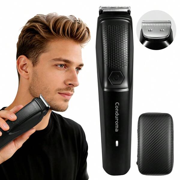 Conduroma Beard Trimmer, Hair Clippers & Electric Razor For Men, Cordless Hair Clippers For Shaving Face Mustache & Body Hair, Grooming Trimmer, Highly Durable Stainless Steel Blade Head, USB Charging, With Travel Bag, 10 Guide Combs, Gift For Men, Black