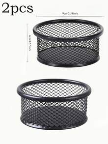 1/2 piezas Cesta de almacenamiento de escritorio con malla, soporte para clips de papel, carpeta de archivos de escritorio, dispensador de clips de papel con forma de cuenco de malla, accesorio de oficina, caja de almacenamiento para organizar piezas pequeñas - Multicolor - Ver 9