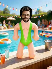 1pc Personalized Inflatable Blow-Up Man, Customized With Your Face, Funny Single Women Party, Bride Gift, Inflatable Man, Wedding Favor, Special Occasion - Multicolor - View 7