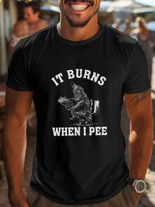 Camiseta de manga corta con estampado para hombre, ideal para primavera y verano - Negro - Ver 1