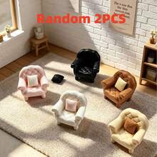 Artificial Single/Double Black Mini Sofa With Cushion, Resin Dollhouse Scene Decor, Desktop Model House Ornament, Photography Prop, Christmas Halloween Holiday Gift - Multicolor - View 10