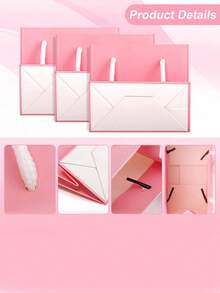 1/5/10/20pcs Mini Pink Rope Handle Paper Gift Bags, Suitable For Business, Wedding, Birthday Party Gift Packaging Shopping Bags, Size 3.9 X 4.7 X 2.4 Inches (10 X 12 X 6 Cm) - Multicolor - View 3