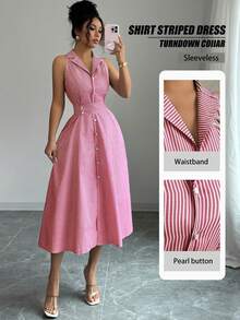 Women Midi Dresses - Red - View 8
