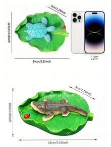 Unique Turtle & Crocodile Design, Floating On Banana Leaf, Mini Swimming Pool/Pond Garden Turtle & Crocodile Decor, Suitable For Garden, Pool, Pond, Fish Tank, Yard Decoration, Gift For Outdoor Garden Lovers - B - View 11