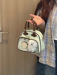 日系原宿風可愛動漫卡片徽章女學生百搭手提包後背包斜背包 - 藍色 - 查看 10