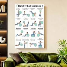 Framed Flat A Fitness Poster Featuring a Balance Ball, Vintage Wall Art Print, Modern Wall Decor Piece, Perfect for Gifts, Home And Dorm Decoration, Suitable for Bedrooms And Living Rooms - Enmarcado - Ver 2