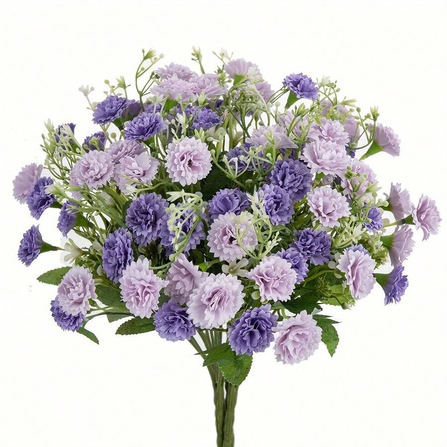 1/3/60 pièces Bouquet artificiel de lilas et d'œillets, texture réaliste, convient pour vase, maison, chambre d'hôtel, décoration de mariage, décoration de table, cadeau d'anniversaire, décoration d'automne et autres occasions, peut également être utilisé comme cadeau pour la maison - Prune - Voir 1