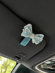 1pc Shiny Rhinestone Bow Car Sun Visor Glasses Clip, Glasses Clip, Car Fashion Glasses Clip - Multicolor - View 15