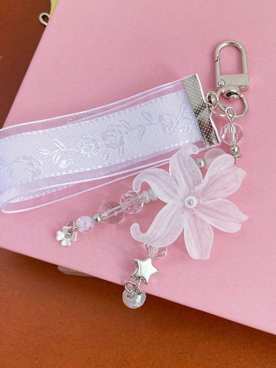 1 Piece Of Ins Style Iris Flower Sweet Ribbon Pendant, Spring Rose Flower Bag Pendant - Multicolor - View 1