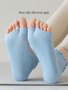 1/3/4/6 Pairs Women's Ankle Split Toe Ruffle Non-Slip Pilates Yoga Grip Socks, Ruffle Sweat-Absorbent Breathable Hollow Design, Summer Ballet Socks - Multicolor - View 8