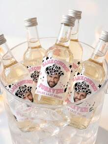 6/12/18pcs Personalized Cowboy Face Bottle Stickers, Custom Photo And Text,Personalized Cow Print Bachelorette Party Stickers For Last Rodeo Bridal Shower Decor - Multicolor - View 3