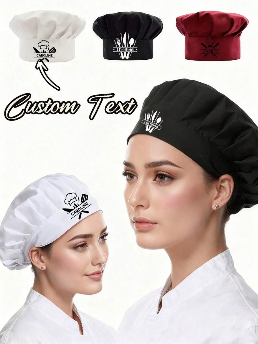 Topi Koki dengan Nama Kustom, Topi Anti Debu, Motif Topi Koki, Topi Masak Dapur yang Dapat Diatur, Cocok untuk Toko Roti, Kafe, Toko Kue, Restoran, Topi Kerja Dapur - MultiWarna - View 1