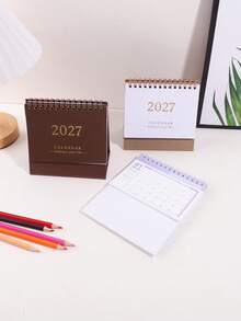 1 Pc Desk Calendar 2027 - Compact Vertical Flip Design, Durable Metal Ring Binding, Clear Monthly Layout - Simple And Fresh Calendar, Perfect For Home Office Or School Organization, Sophisticated Desk Calendar - Multicolor - View 10