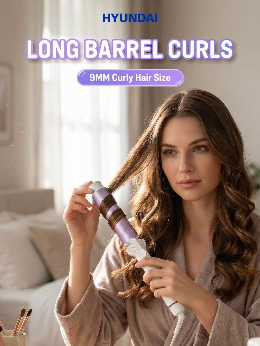 HYUNDAI 1.5 Inch Dual-Barrel Ceramic Curling Iron, 1.5 Inch Barrel Size For Soft Wavy Curls, Suitable For Medium To Long Hair - Mauve Purple - View 1