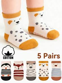 5 Pairs Cotton Baby Anti-Slip Floor Socks, Cartoon Toddler Non-Slip Indoor Socks - Multicolor - View 7