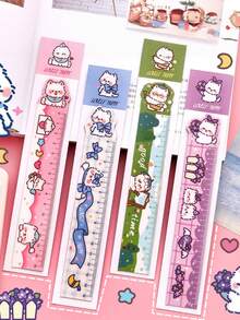 1 pieza/4 piezas/6 piezas/10 piezas Marcapáginas Magnético con Regla de Dibujo de Perro Westie de Dibujos Animados Lindo Regla Recta Papelería para Estudiantes - Multicolor - Ver 3