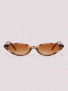 Visivana 1 Pair Unisex Leopard Print Frame Cat Eye Sunglasses, Bohemian Style, For Driving, Camping, Tropical Beach Vacation, Outdoor Travel, Family Outings Elegent Modern - White Leopard Double Tea - View 1