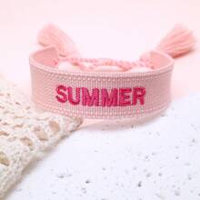 1件 SUMMER 字母手鍊，波希米亞海灘度假風友誼手鍊，假日派對海邊旅行禮物手鍊 - 淺粉色 - 查看 7