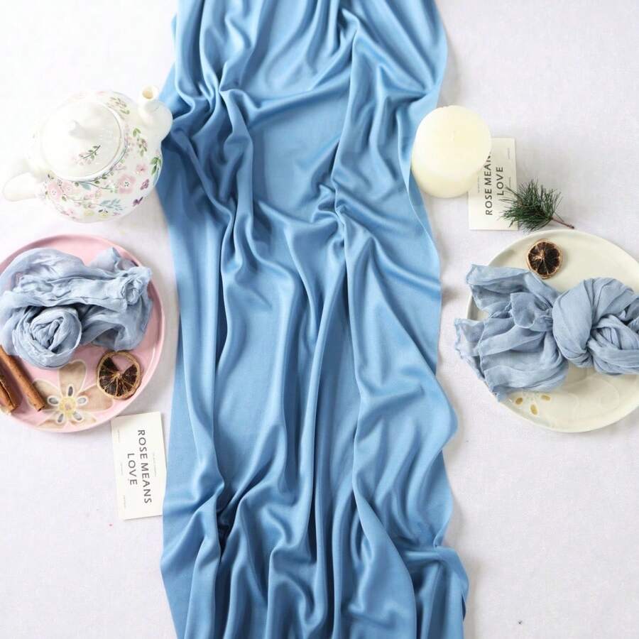 1件 桌巾 30*180cm/11.8*70.8inch 50*300cm/19.68*118.1inch 經典簡約時尚設計 適合戶外後院野餐 節日自助餐 公司開幕招待會 精品咖啡廳桌飾 - 霧霾藍 - 查看 1