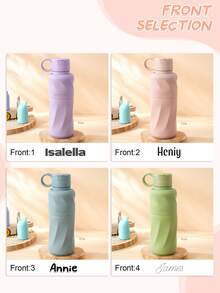 1pc Personalized Customization Name Silicone Training Cup Portable Flip Lid Water Cup Daily Use Feeding Accessory Water Bottle, Birthday Gift - Multicolor - View 7