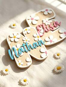 1pc Personalized Wooden Double Layer Custom Name Decor, Laser Cut Cursive Font Door Wall Plaque, Multiple Colors Available, Suitable For Bedroom, Living Room, Wedding And Housewarming Gift, Valentine's Day Decoration Carving, High Quality Customization, Exclusive Unique Gift - Style 1 - View 7
