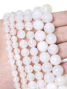 Natural Stone Beads White Exploded Quartz Crystal Bead Spacer Beads 6 8 10mm Pick Size For Jewelry Making DIY Bracelet Necklace Accessories - Multicolor - View 1