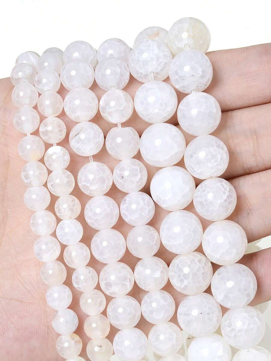 Natural Stone Beads White Exploded Quartz Crystal Bead Spacer Beads 6 8 10mm Pick Size For Jewelry Making DIY Bracelet Necklace Accessories - Multicolor - View 1