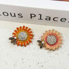 2pcs Enamel Sunflower Brooch High-End Women's Exquisite Bee Daisy Brooch Niche Design Brooch Suit Accessory - Multicolor - View 2