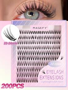 MAANGE 400/900片簇狀自然假睫毛，10D/20D/30D/40D/60D，自然蓬鬆，DIY單根假睫毛，10-14mm混長，纖細仿貂毛3D個人假睫毛，日常旅行化妝工具，接睫毛套組，女性禮物 - CC - 查看 4