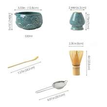 抹茶套組 抹茶工具 茶具套組 抹茶刷 抹茶攪拌器 陶瓷茶碗附流口 茶刷 - 彩色 - 查看 6