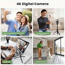 FUNNY PANDA Pink Digital Camera, 44MP 1080P Vlogging Camera With 16X Zoom, 2.2 Inch Screen, Self Timer, Webcam Mode, Plug And Play, 64GB Card Included, Ultra Lightweight Compact Retro Design - View 7
