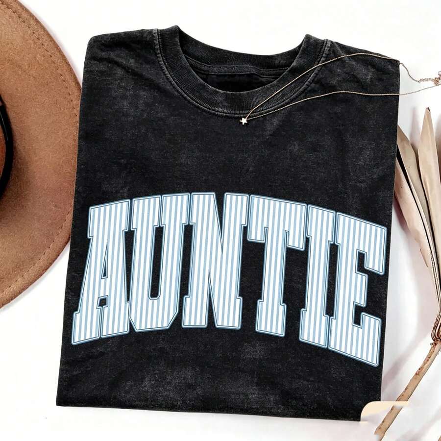 [100% Cotton][100% Cotton] ®   Auntie Shirt, Aunt Shirt, Plaid Auntie, New Aunt Gift, Pregnancy Announcement, Gift For Aunt, Pregnancy R - 黑色 - 查看 1