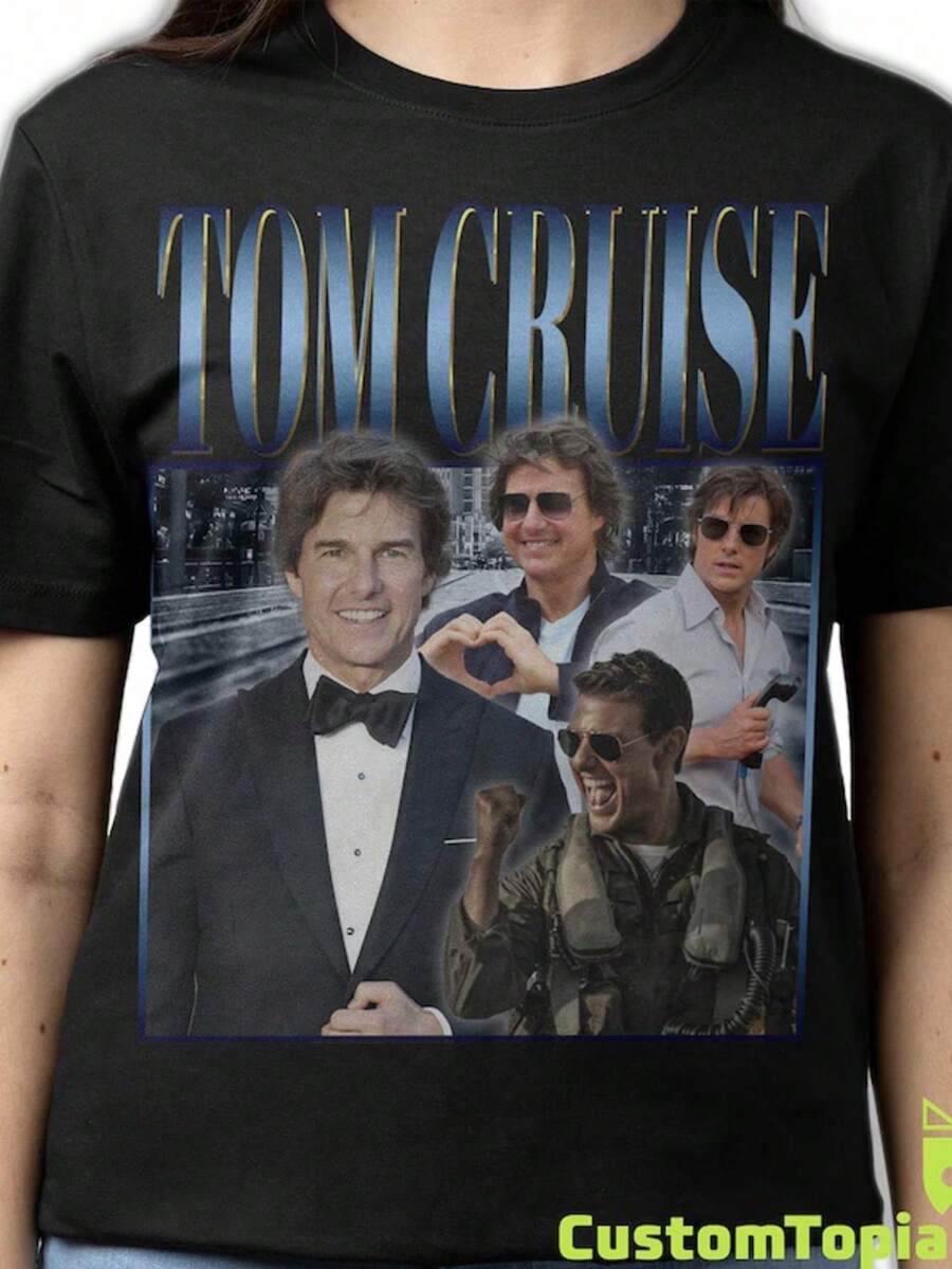 Tom Cruise T-Shirt, Vintage Tom Cruise T-Shirt, Retro Thomas Cruise Mapother Merchandise From The 90s (Pirate Replica), 80s Rap T-Shirt In Tribute To Tom Cruise, Gift P - 黑色 - 查看 1