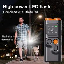 Disuasor de ladridos de perro ultrasónico recargable con linterna LED, detiene eficazmente el ladrido de perros - Negro - Ver 6