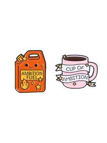 Ignite Your Ambition Gasoline Tank And Coffee Cup Metal Badge, One For Powering Up And One For Daily Motivation, Suitable For Goal-Seekers' Daily Packaging Decoration - Multicolor - View 10
