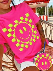 Women's 180g (Sizes S-XXXL), Casual Urban Summer Vacation Clothing, Short Sleeve Graphic T-Shirt, Funny Colorful Text T-Shirts, Personalized T-Shirt For Mom - 亮粉色 3 - 查看 1