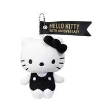 1個 Sanrio Hello Kitty 50週年紀念版黑白絨毛包飾吊飾,可愛KT貓娃娃,日系少女風禮物 - 彩色 - 查看 16