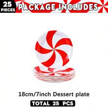 10/25/100入 紅白風車旋渦薄荷印花一次性餐具套組，9吋&7吋雙尺寸紙盤、紙杯、餐巾紙，大容量派對裝飾用品，適用生日宴會、節日晚餐、室內及後院主題慶祝聚會 - 紅白風車 - 查看 11