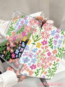 粉色花卉印花平板保護殼,相容 iPad 9.7/10.2/10.5/10.9/12.9/Pro 11、第 10 代,相容 Galaxy Tab S6 Lite 10.4 吋,相容 Kindle Paperwhite 第 12 代 2024、Kindle(第 11 代 - 2024 發布),柔軟防摔,智慧支架/自動喚醒/睡眠,Y 型折疊平板保護套,多角度觀看,少女風 - 彩色 - 查看 2