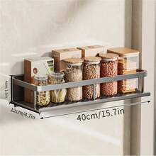 Estante de almacenamiento multifuncional con varilla para condimentos, estante de pared para condimentos, artículos de cocina, 1 unidad - 40 cm Gris - Ver 2
