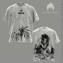 Vintage Washed Jabber Gachiakuta T-Shirt, Mad Cleaner Villain Graphic Tee, Chaotic Masked Wrestler Design, Dark And Dystopian Manga Aesthetic, Oversized Streetwear Style - 深灰色 - 查看 1