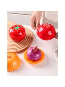 6-Piece Reusable Produce Saver Set - Veggie Shaped Fridge Storage Containers For Avocados, Onions, Lemons & Tomatoes - Airtight Food Keeper To Keep Fruits & Vegetables Fresh Longer - View 4