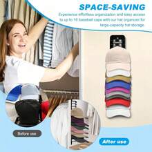 1pc Wall-Mounted Multi-Layer Hat Rack, Hat Storage Rack, Suitable For Baseball Caps And Various Hats, Space-Saving Vertical Storage Rack, Suitable For Closet Doors And Bedrooms, Hat Hanging Organizer - Multicolor - View 4