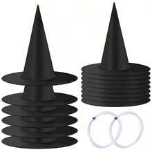 6pcs Halloween Witch Hat Hanging Decorations, 1pc 35m Fishing Line, Halloween Witch Costume Accessories, Halloween Indoor/Outdoor Party Decorations, Halloween Party Decor, Black Pointed Top Hat Decorations, Witch Hat Costume Props, With Fishing Line, Suitable For Indoor/Outdoor Halloween Party Decorations, Durable Weather-Resistant Haunted House And Garden Decorations - Multicolor - View 7