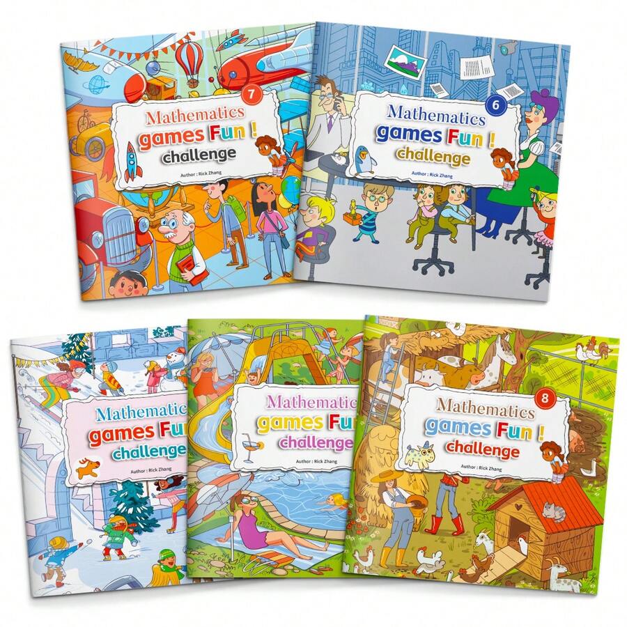 Fun Math Game Challenge Series, Math Puzzles And Logic Game Book With Number, Pattern And Problem Solving Activities, Gamified Learning Pages, Colorful Illustration Design, Multiple Themes Available - Fun Challenges In Math Games - View 1