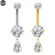 SWANJO 1pc Titanium Round CZ Navel Piercing Internally Threaded Zirconia Belly Button Ring Body Jewelry - TN066 - View 1