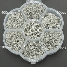 800pcs/Box Includes 12mm Lobster Clasps And Various Sizes Jump Rings, Suitable For Handmade Braided DIY Jewelry Accessories, Jewelry Clasps, Open Jump Rings, Bracelets, Necklaces, Anklets, Bag Charms, Keychains, Beaded Connecting Rings, Jewelry Making Materials, DIY Jewelry Making Parts - 50 Lobster Clips + 750 Multi-size Jump Rings - View 12